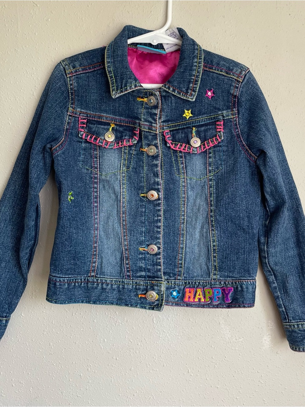 Vintage Y2K Lisa Frank Kids Denim Jacket Embroidered